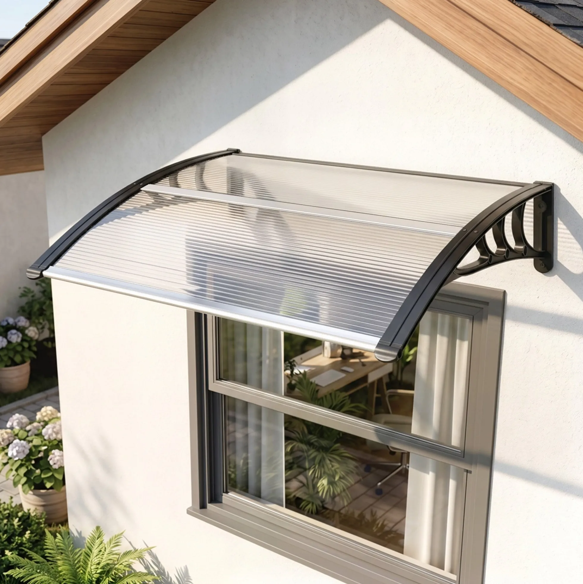 Outsunny Tejadillo De Protección 75x100cm Marquesina Para Puerta Transparente