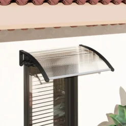 Outsunny Tejadillo De Protección 75x100cm Marquesina Para Puerta Transparente