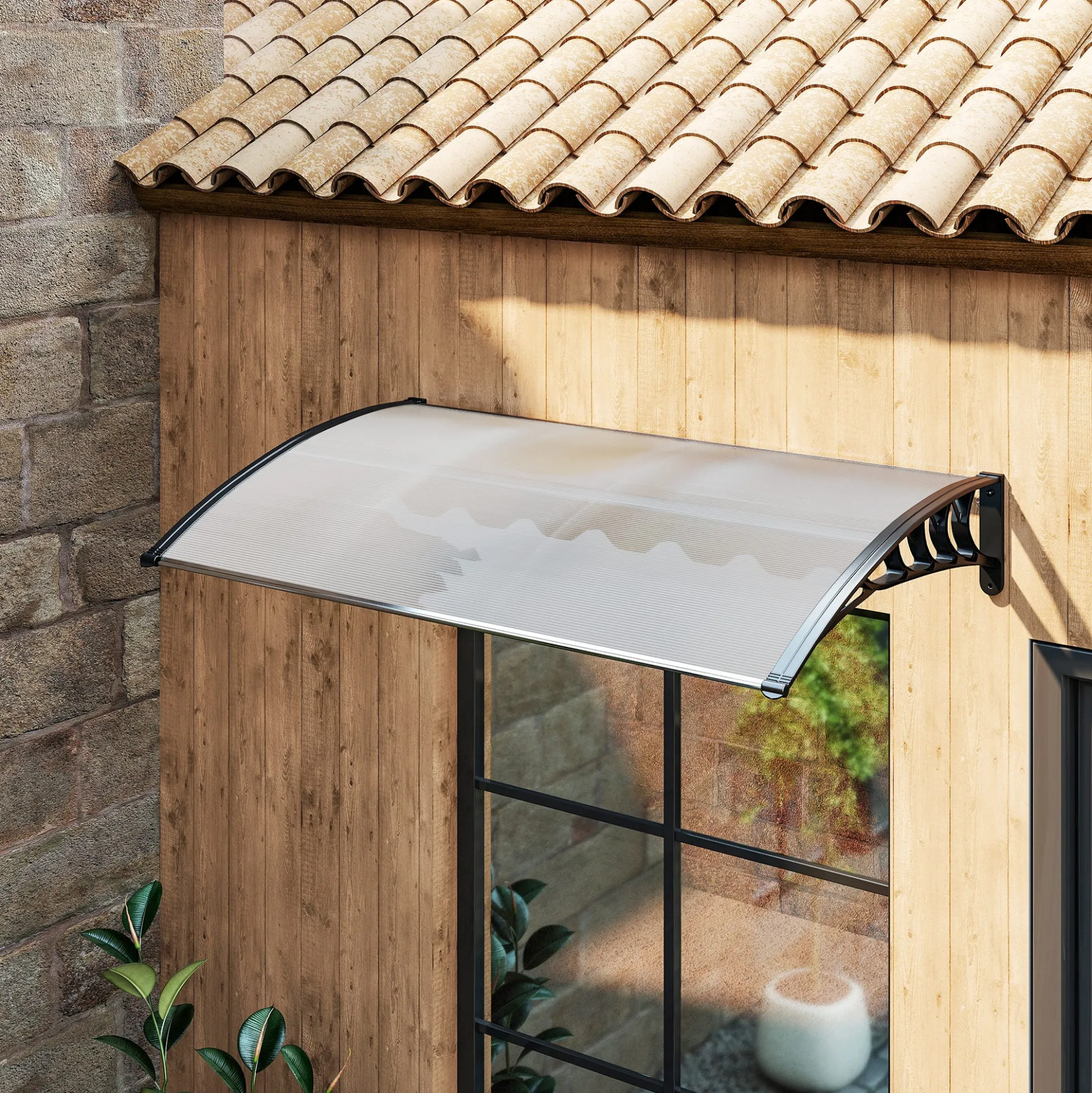 Outsunny Tejadillo De Protección Para Puertas Ventanas Contra Sol Y Lluvia