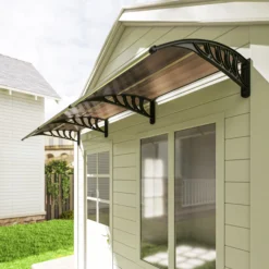Outsunny Tejadillo De Protección 303x96 Cm Para Puertas Y Ventanas Marrón