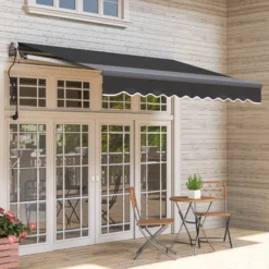 Outsunny Toldo Eléctrico Retráctil Con Mando A Distancia 3x2,5 M Gris Oscuro