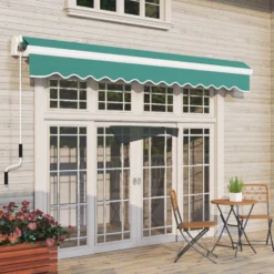 Outsunny Toldo Manual Plegable De Aluminio Con Manivela 395x245 Cm Verde