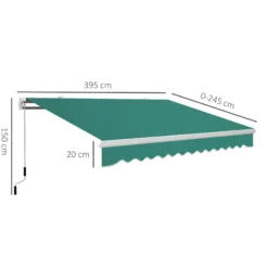 Outsunny Toldo Manual Plegable De Aluminio Con Manivela 395x245 Cm Verde