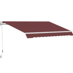 Outsunny Toldo Manual Retráctil 3,5x2,5 M Con Ángulo Ajustable Manivela Rojo