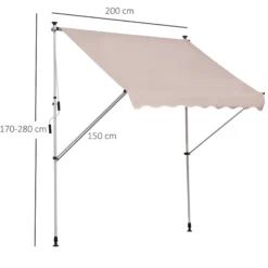 Outsunny Toldo Manual Retráctil 200x150x170-280cm Con Manivela Para Terraza