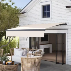Outsunny Toldo Manual Retráctil 3x2 M Ajustable Con Manivela Protección Uv50+