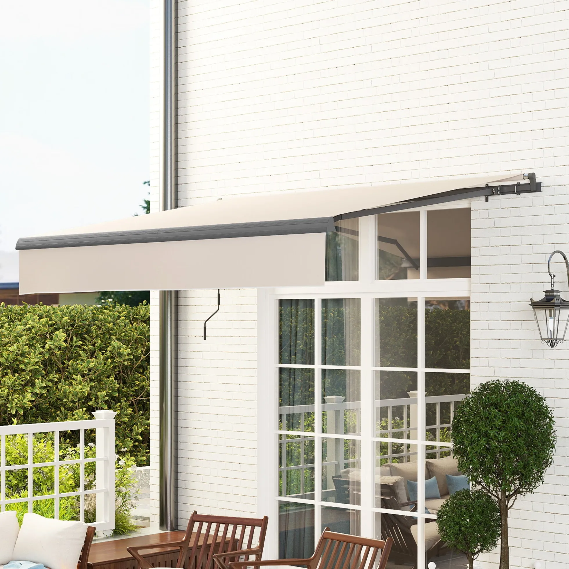 Outsunny Toldo Manual Retráctil 3x2 M Ajustable Con Manivela Protección Uv50+