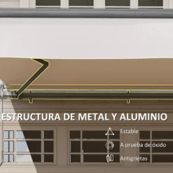 Outsunny Toldo Manual Retráctil 3x2 M Ajustable Con Manivela Protección Uv50+