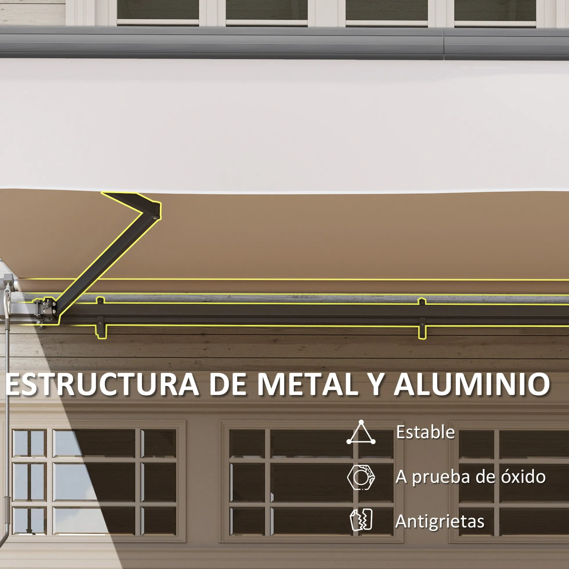 Outsunny Toldo Manual Retráctil 3x2 M Ajustable Con Manivela Protección Uv50+