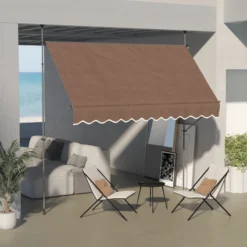Outsunny Toldo Manual Retráctil 3x1,2 M Altura Ajustable Con Manivela 210-300 Cm
