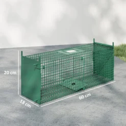 Outsunny Trampa Para Animales Vivos 60x18x20 Cm Con 2 Puertas Verde