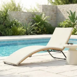 Outsunny Tumbona De Jardín Exterior De Ratán En Forma De S Con Cojín Crema