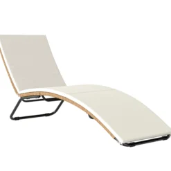 Outsunny Tumbona De Jardín Exterior De Ratán En Forma De S Con Cojín Crema