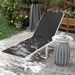 Outsunny Tumbona Jardín Exterior Con Ruedas Respaldo Ajustable 166x60x84 Cm Gris