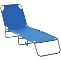 Outsunny Tumbona Plegable Con Respaldo Ajustable En 5 Niveles 187x55x24 Cm Azul