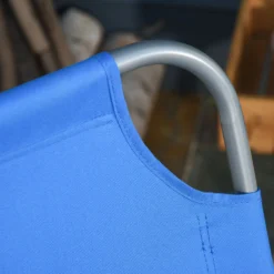 Outsunny Tumbona Plegable Con Respaldo Ajustable En 5 Niveles 187x55x24 Cm Azul