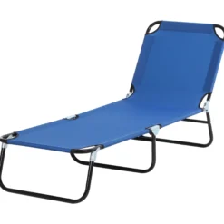 Outsunny Tumbona Plegable Reclinable Ajustable De 5 Posiciones 188x56x28cm Azul