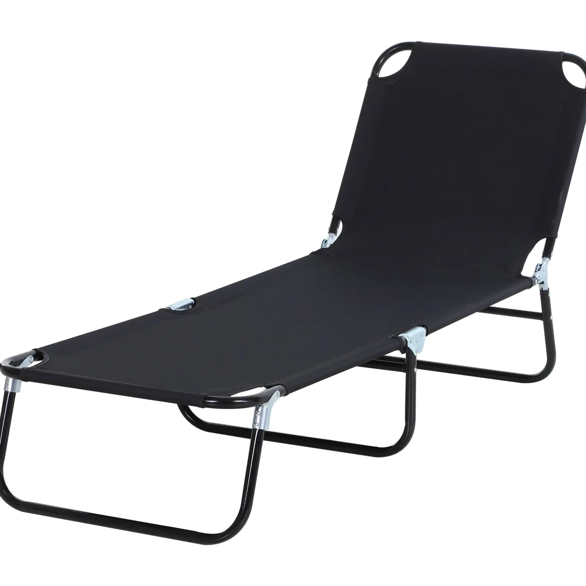 Outsunny Tumbona Plegable Reclinable Ajustable De 5 Posiciones 188x56x28cm Negro
