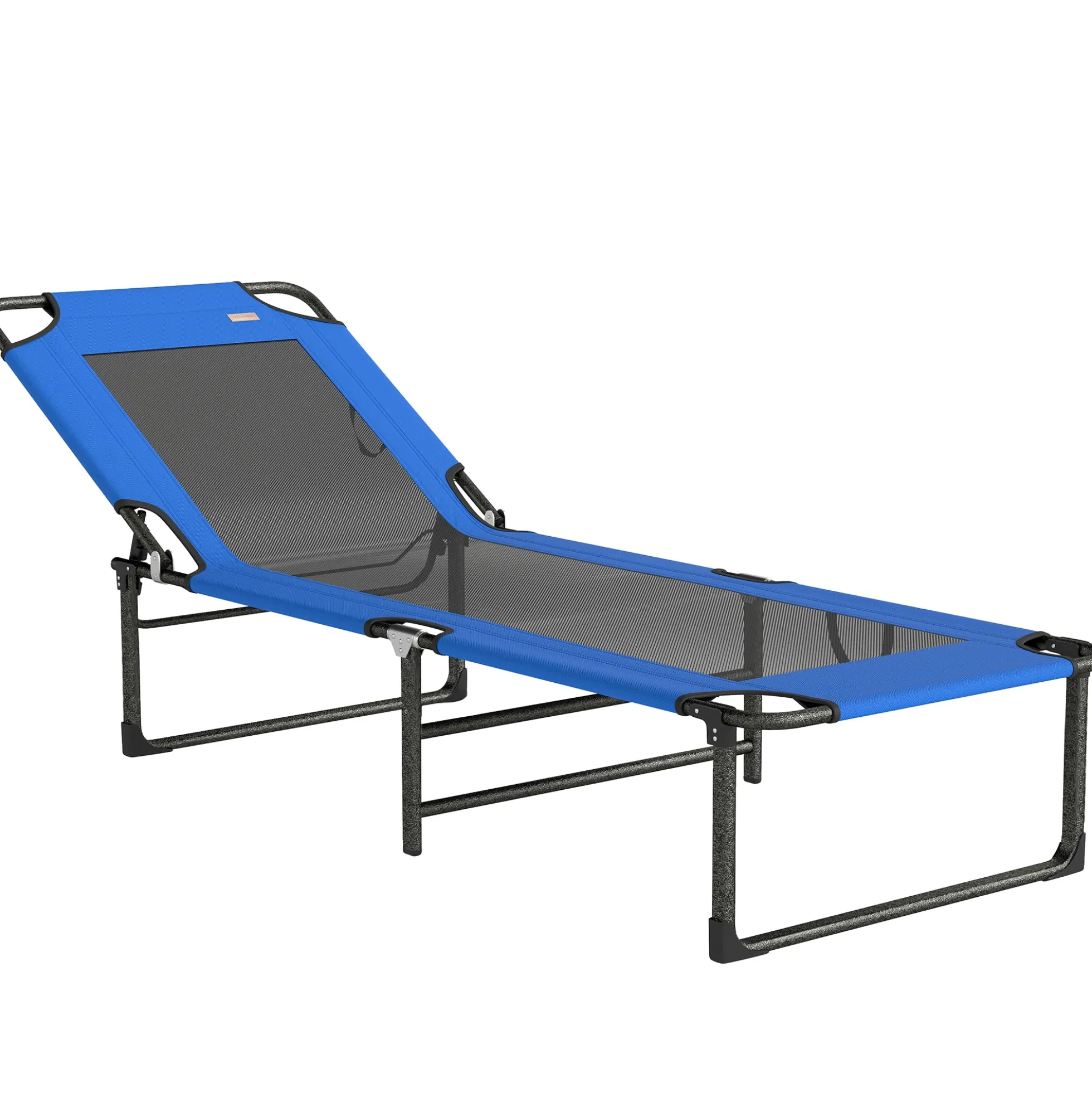 Outsunny Tumbona Plegable Respaldo Ajustable En 4 Niveles 175x58x68 Cm Azul