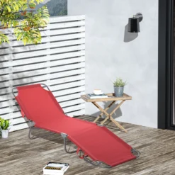 Outsunny Tumbona Plegable Respaldo Ajustable En 5 Niveles 187x55x24 Cm Burdeos