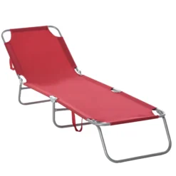 Outsunny Tumbona Plegable Respaldo Ajustable En 5 Niveles 187x55x24 Cm Burdeos