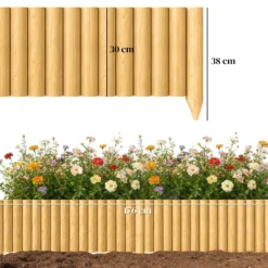 Outsunny Valla De Jardín De Madera 176x38 Cm Para Huerto Patio Natural