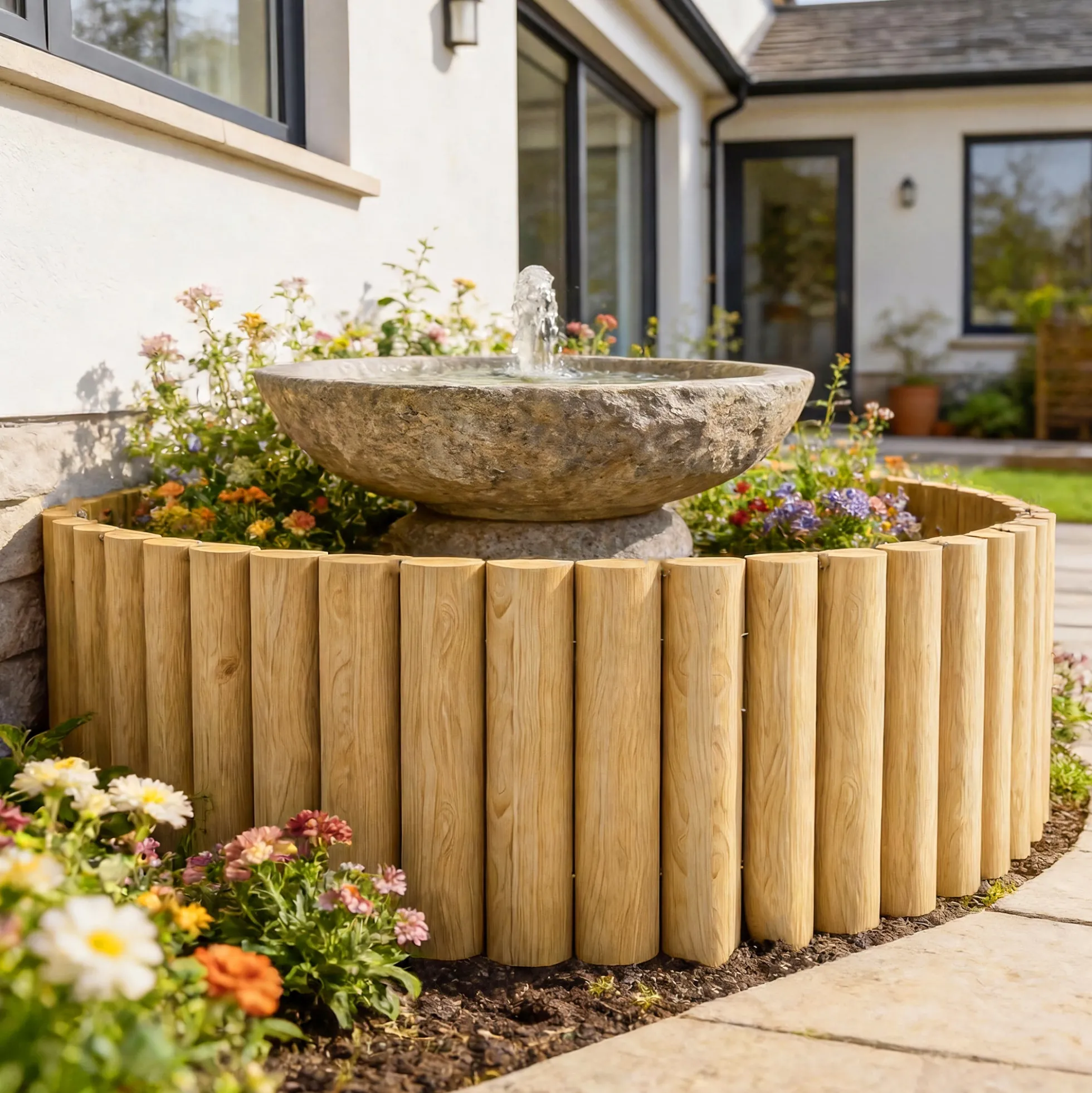 Outsunny Valla De Jardín De Madera 176x38 Cm Para Huerto Patio Natural