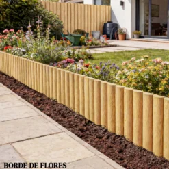 Outsunny Valla De Jardín De Madera 176x38 Cm Para Huerto Patio Natural