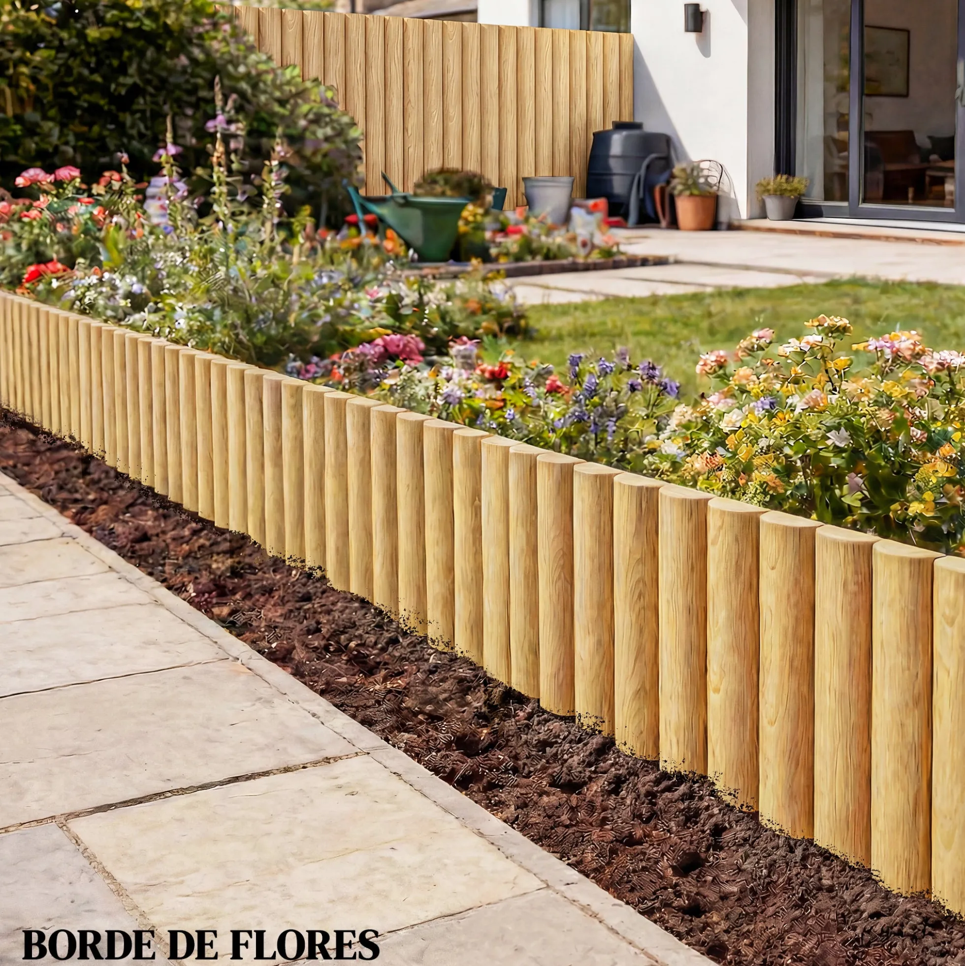 Outsunny Valla De Jardín De Madera 176x38 Cm Para Huerto Patio Natural