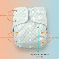 Pañal De Tela Reutilizable Grafeno 12h Absorción Aurora Adznadons Talla Única 3-15kg Certificado Oeko-tex Gots