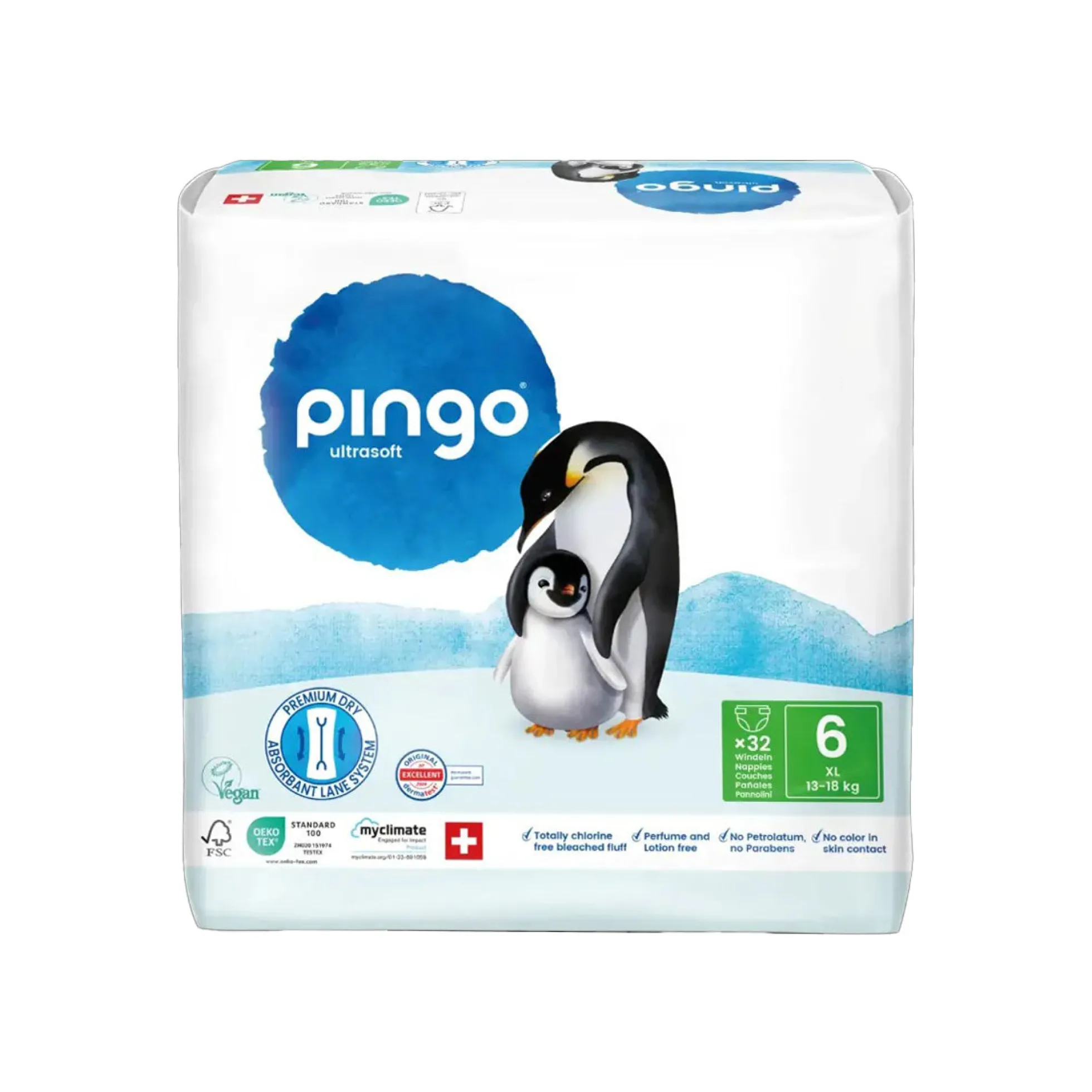 Pañales T6 XL (13-18kg) Pingo 32 Uds