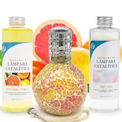 Pack Ahorro Lámpara Catalítica Mosaico Bicolor + Fragancia Winter Citrus 500ml + Limpiador Neutro 200ml + Mecha Repuesto
