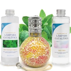 Pack Ahorro Lámpara Catalítica Mosaico Bicolor + Fragancia Mountain Mint 500ml + Limpiador Neutro 200ml + Mecha Repuesto