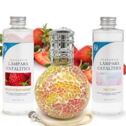 Pack Ahorro Lámpara Catalítica Mosaico Bicolor + Aroma Wild Strawberry 500ml + Limpiador Neutro 200ml + Mecha Repuesto