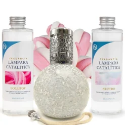 Pack Ahorro Lámpara Catalítica Mosaico Blanco + Fragancia Lollipop 200ml + Limpiador Neutro 200ml + Mecha Repuesto