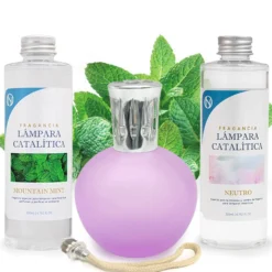 Pack Ahorro Lámpara Catalítica Fucsia Mate + Fragancia Mountain Mint 200ml + Limpiador Neutro 200ml + Mecha Repuesto