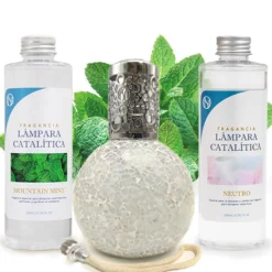 Pack Ahorro Lámpara Catalítica Mosaico Blanco + Fragancia Mountain Mint 500ml + Limpiador Neutro 200ml + Mecha Repuesto