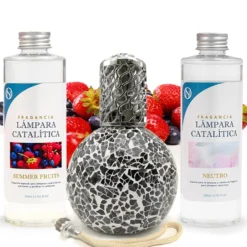 Pack Ahorro Lámpara Catalítica Mosaico Negro + Fragancia Summer Fruits 500ml + Limpiador Neutro 200ml + Mecha Repuesto
