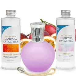 Pack Ahorro Lámpara Catalítica Fucsia Mate + Fragancia Caribbean Passion 200ml + Limpiador Neutro 200ml + Mecha Repuesto