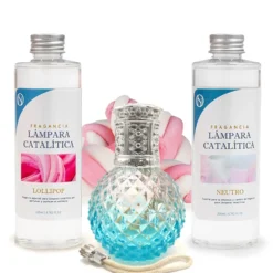 Pack Ahorro Lámpara Catalítica Blue Diamonds + Fragancia Lollipop 500ml + Limpiador Neutro 200ml + Mecha De Repuesto