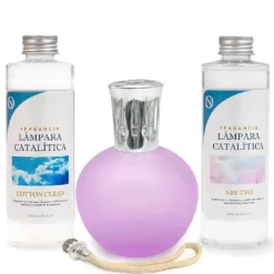 Pack Ahorro Lámpara Catalítica Fucsia Mate + Fragancia Cotton Clean 200ml + Limpiador Neutro 200ml + Mecha Repuesto