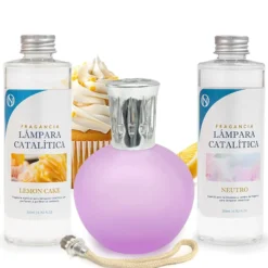 Pack Ahorro Lámpara Catalítica Fucsia Mate + Fragancia Lemon Cake 200ml + Limpiador Neutro 200ml + Mecha Repuesto