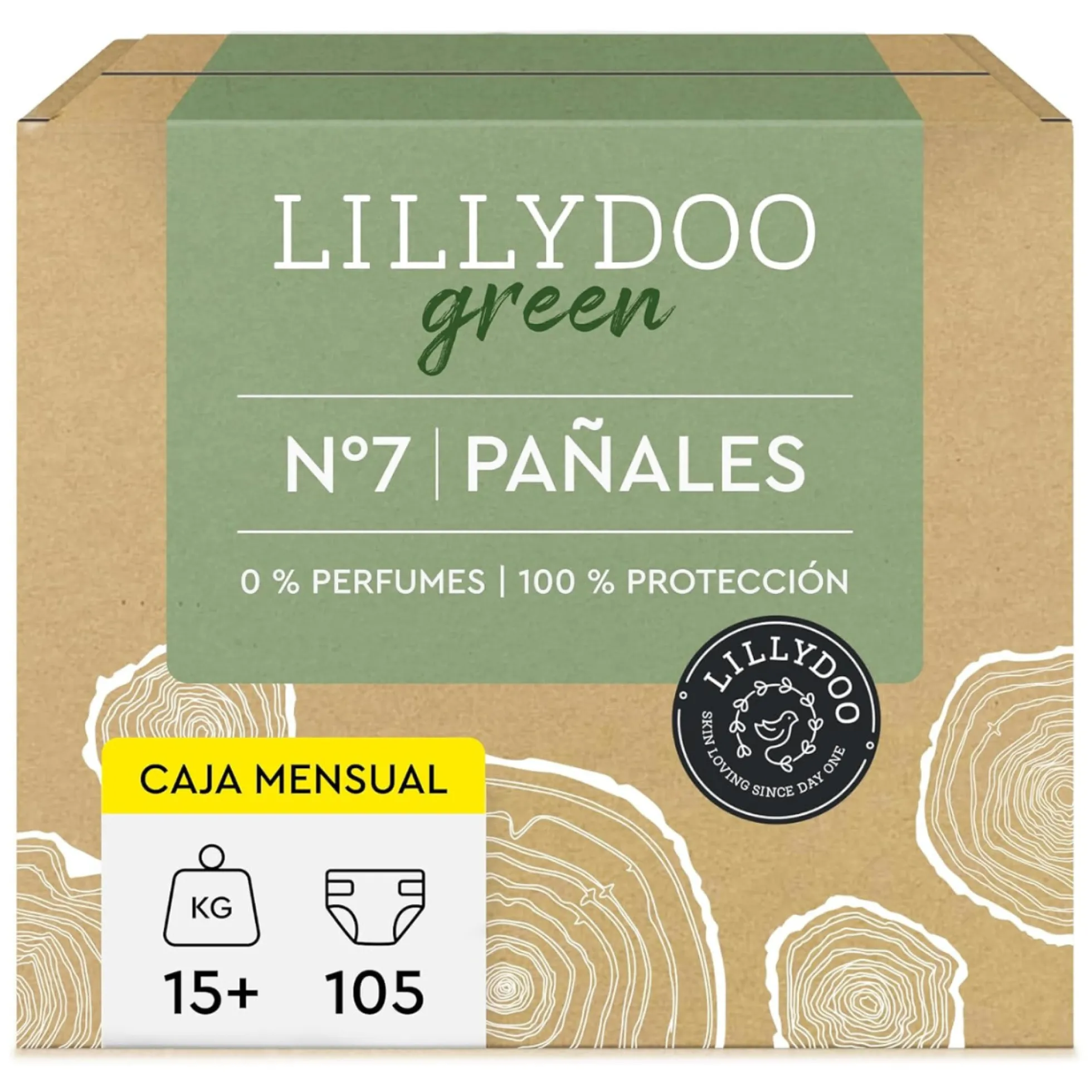 Pack ahorro Pañales LILLYDOO green, Talla 7, +15kg 105 uds