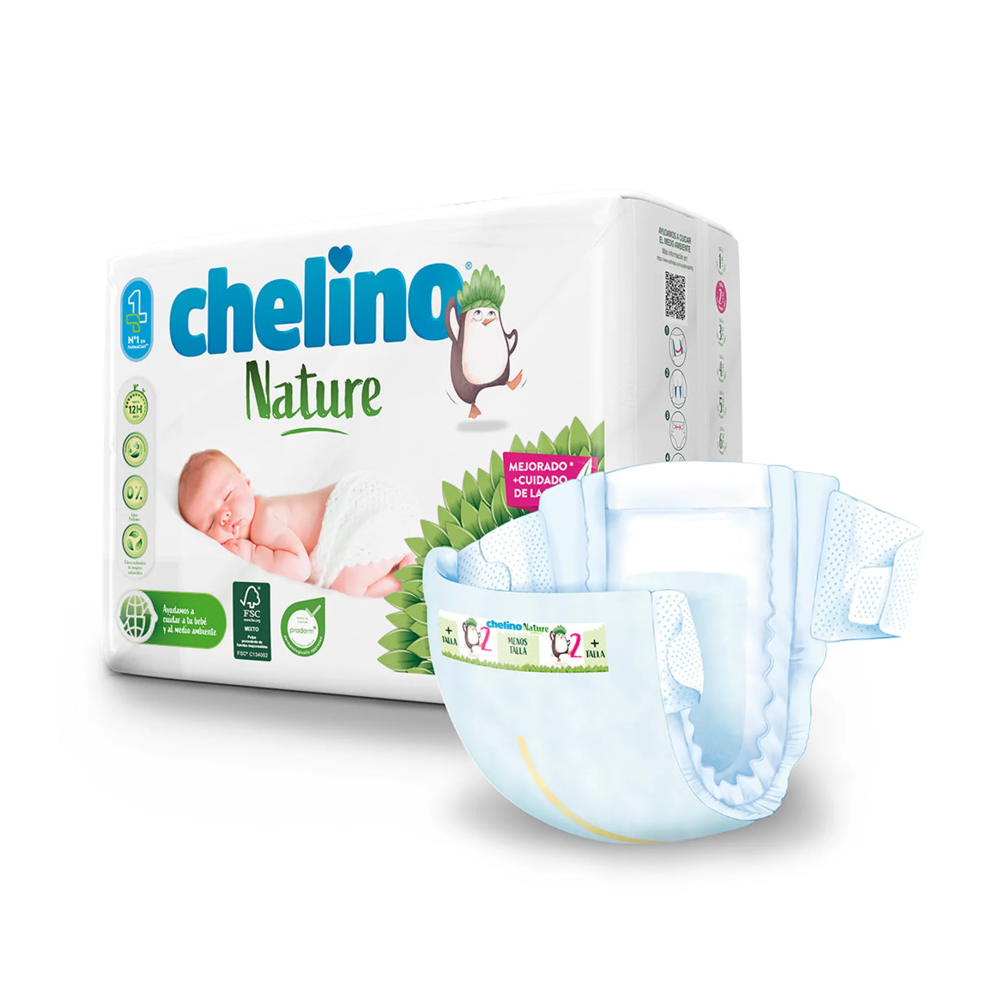 Pack ahorro Pañales T2 3-6 kg Chelino Nature 112 Uds