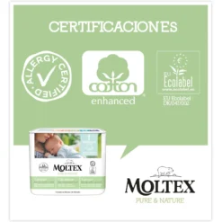Pack ahorro Pañales T1 (2-5kg) Moltex Pure & Nature,88 Uds