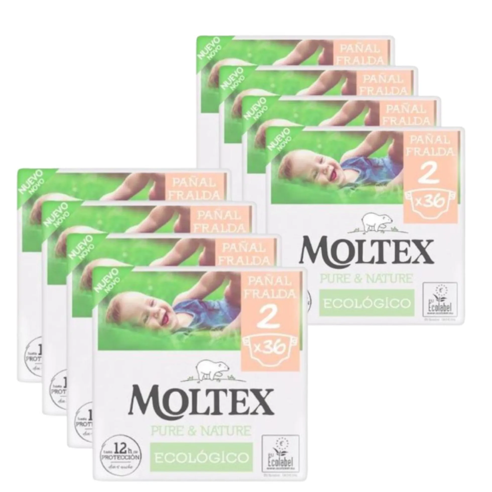 Pack Ahorro PañalesT2 (3-6 kg) Moltex Pure & Nature, 288 Uds