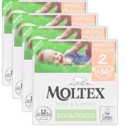 Pack ahorro Pañales T2 (3-6 kg) Moltex Pure & Nature, 144 Uds