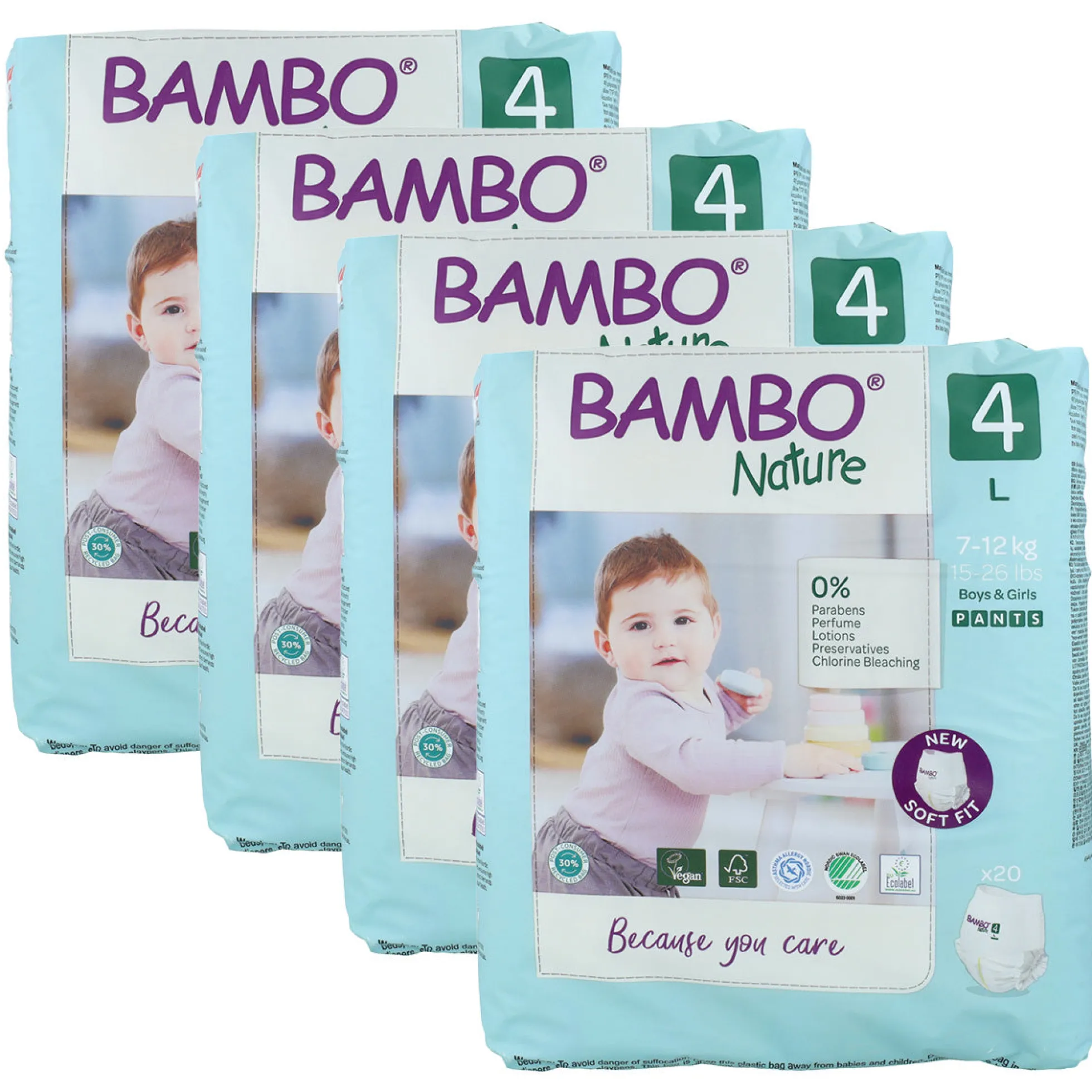 Pack ahorro Pañal Pants T4 (7-12Kg) Bambo 80 uds
