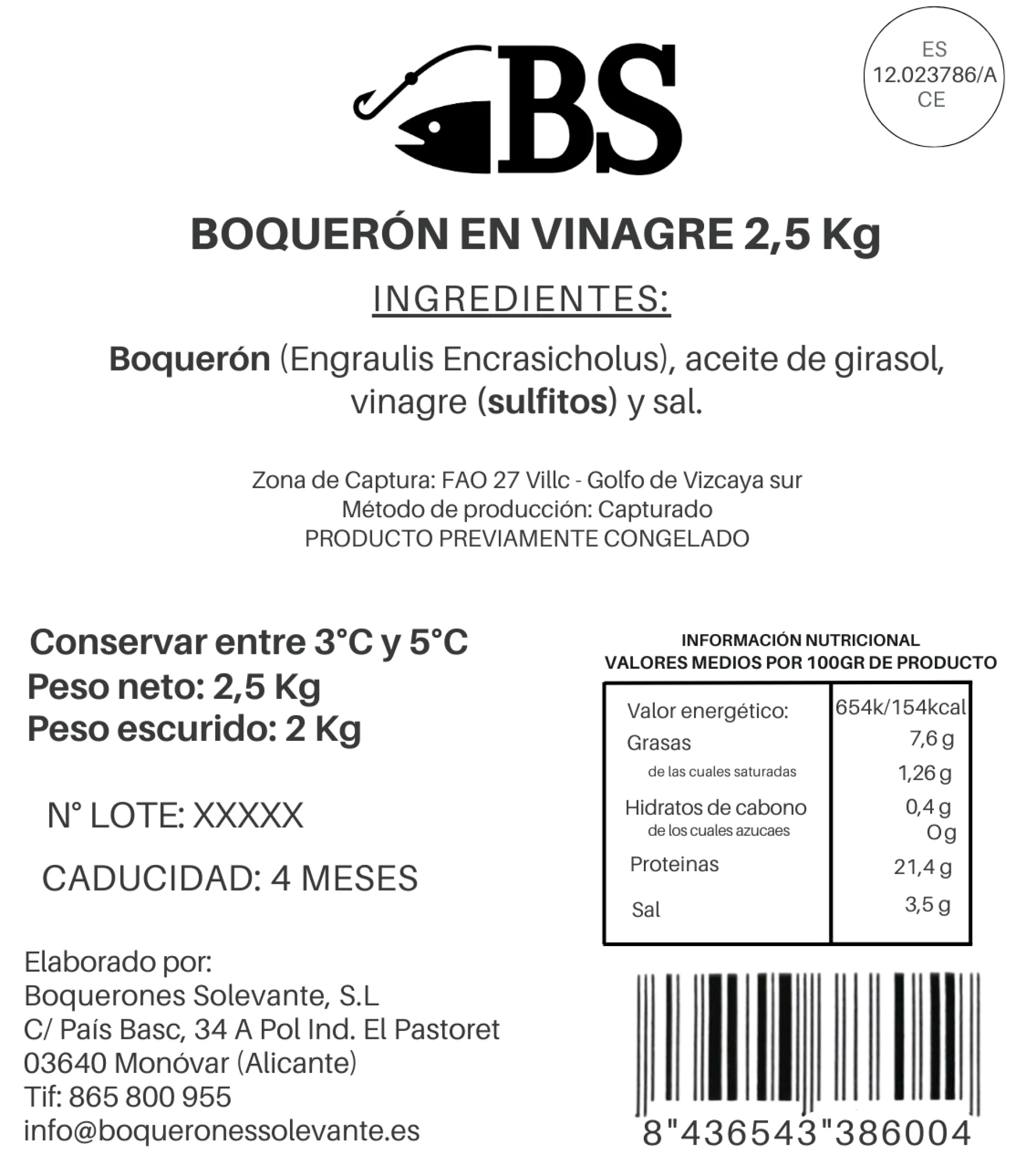 Pack Ahorro 2 X Boquerón En Vinagre Del Mar Cantábrico 2,5kg