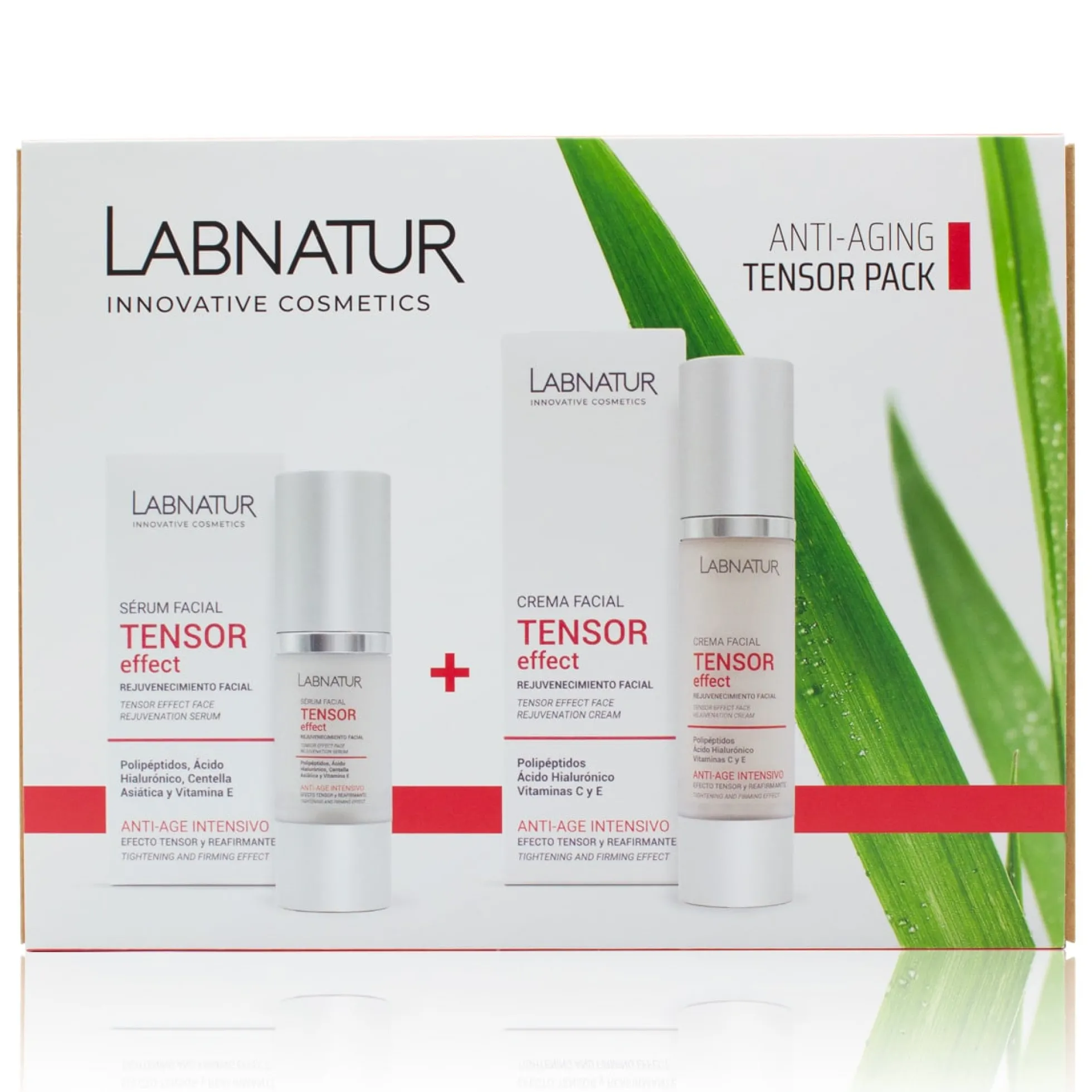 Pack Anti-Aging Tensor Effect Labnatur | Sérum Facial y Crema Facial | Polipéptidos y Ácido Hialurónico | Vegano